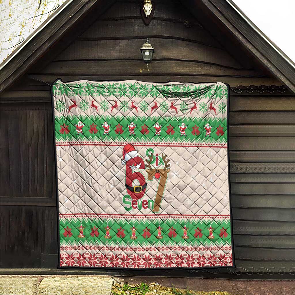 Funny Six Seven Meme Christmas Quilt Santa Says 6 7 - Wonder Print Shop