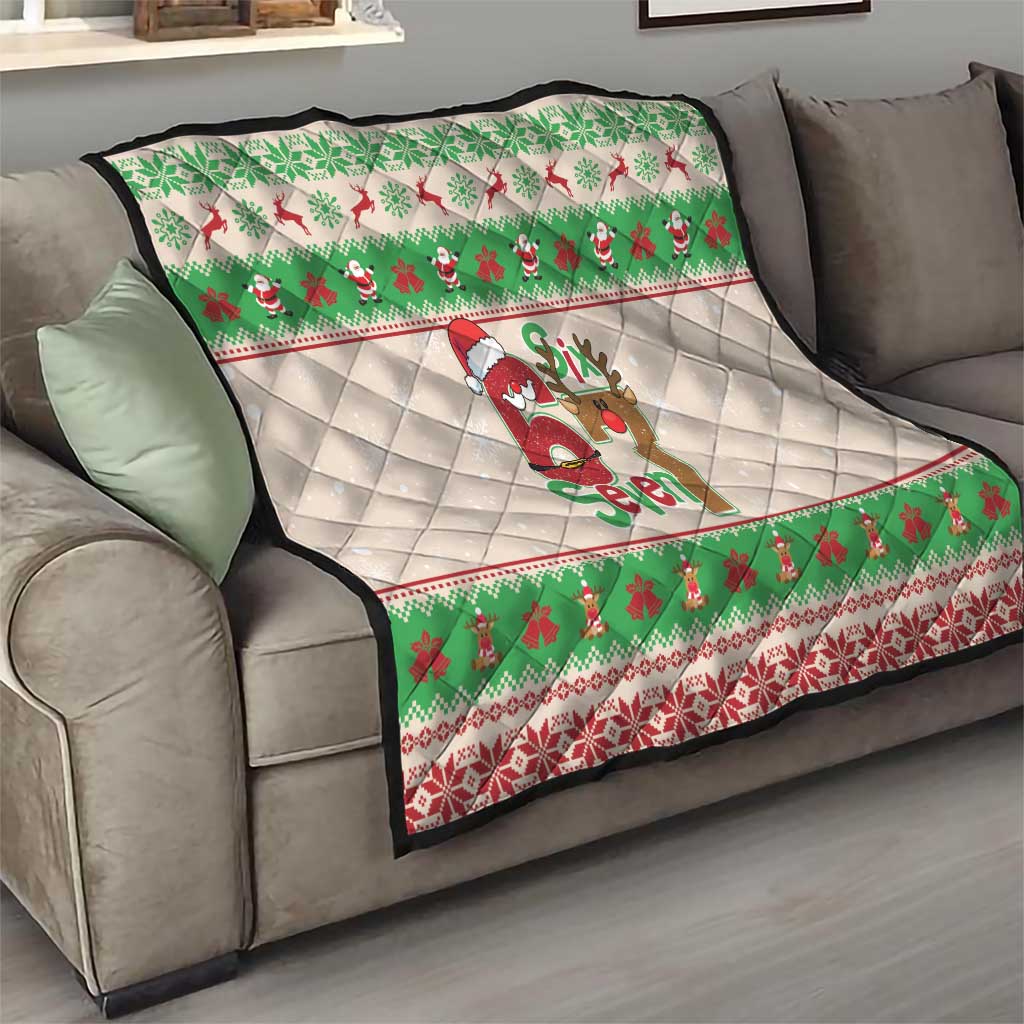 Funny Six Seven Meme Christmas Quilt Santa Says 6 7 - Wonder Print Shop