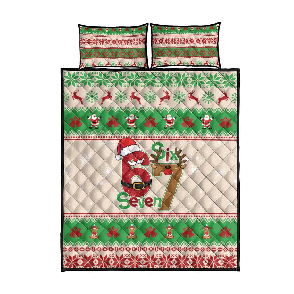 Funny Six Seven Meme Christmas Quilt Bed Set Santa Says 6 7 - Wonder Print Shop
