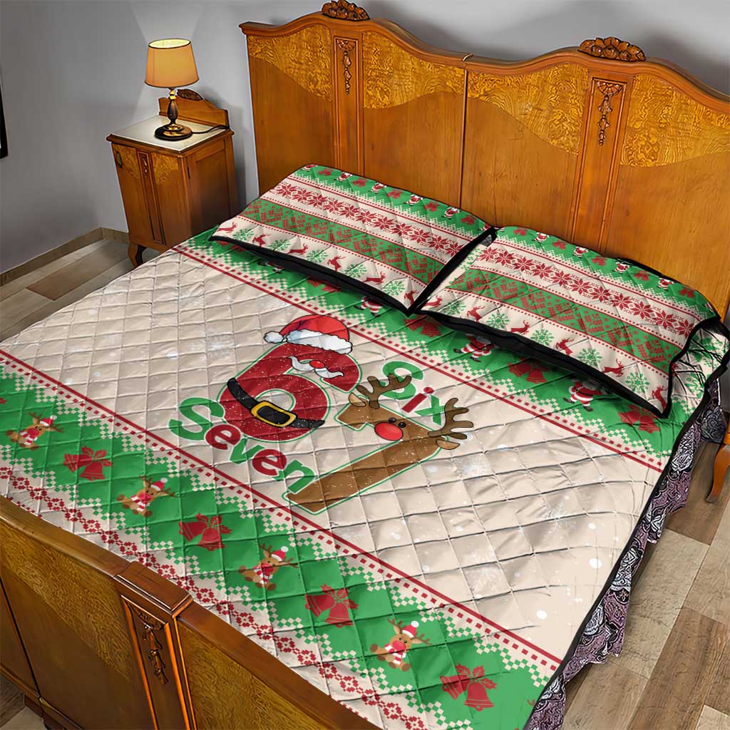 Funny Six Seven Meme Christmas Quilt Bed Set Santa Says 6 7 - Wonder Print Shop