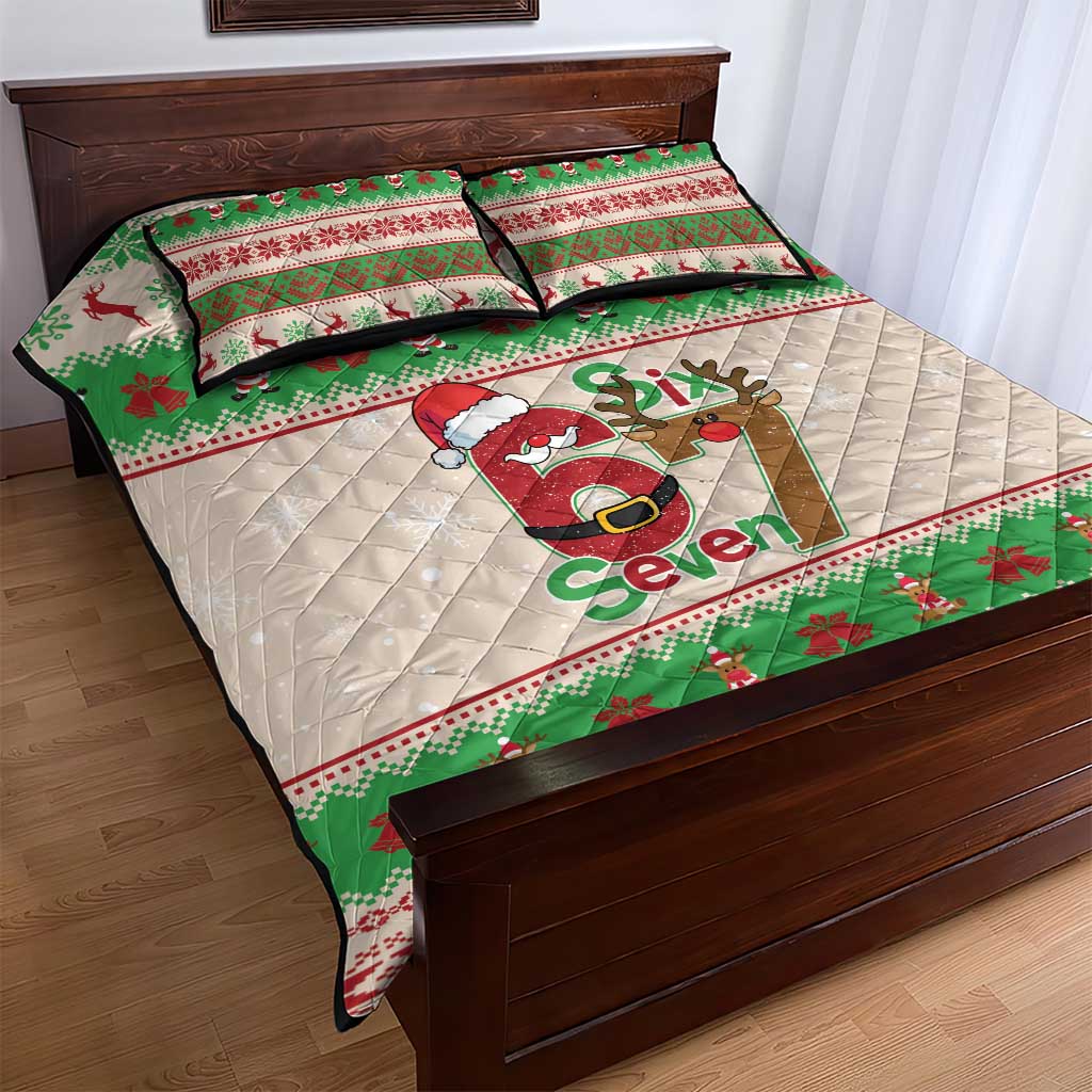 Funny Six Seven Meme Christmas Quilt Bed Set Santa Says 6 7 - Wonder Print Shop
