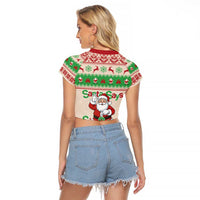 Funny Six Seven Meme Christmas Raglan Cropped T Shirt Santa Says 6 7 - Wonder Print Shop