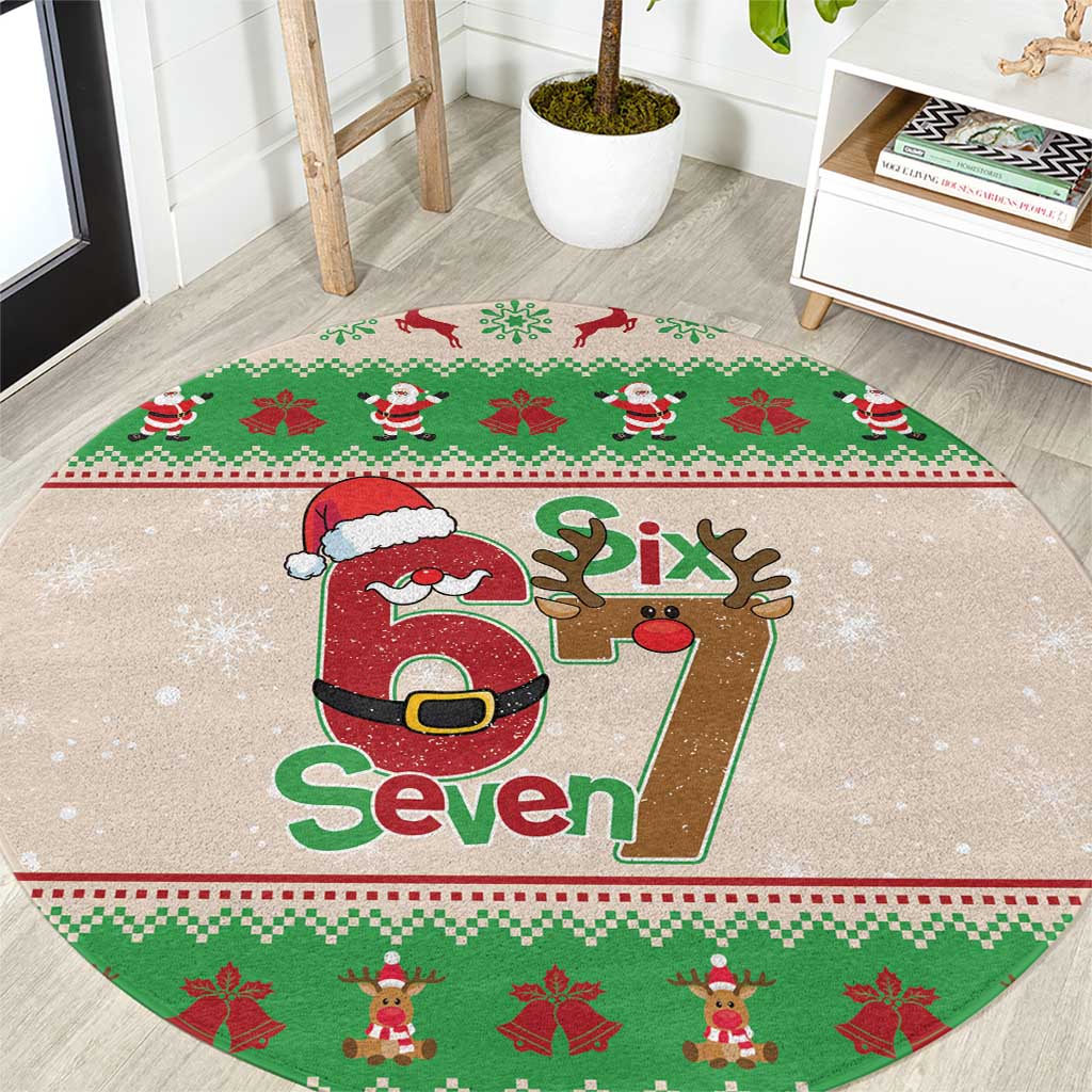 Funny Six Seven Meme Christmas Round Carpet Santa Says 6 7 - Wonder Print Shop