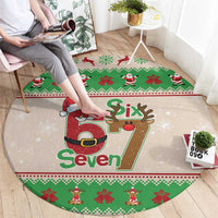 Funny Six Seven Meme Christmas Round Carpet Santa Says 6 7 - Wonder Print Shop