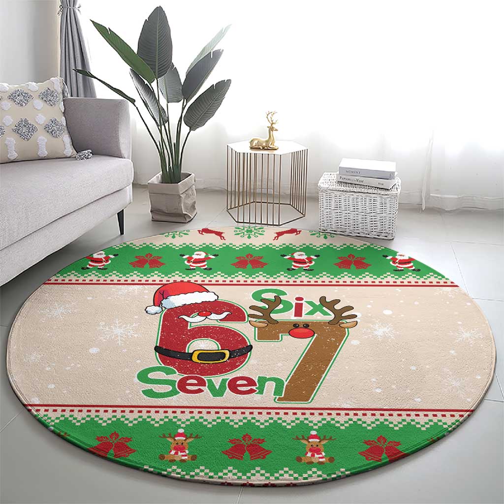 Funny Six Seven Meme Christmas Round Carpet Santa Says 6 7 - Wonder Print Shop