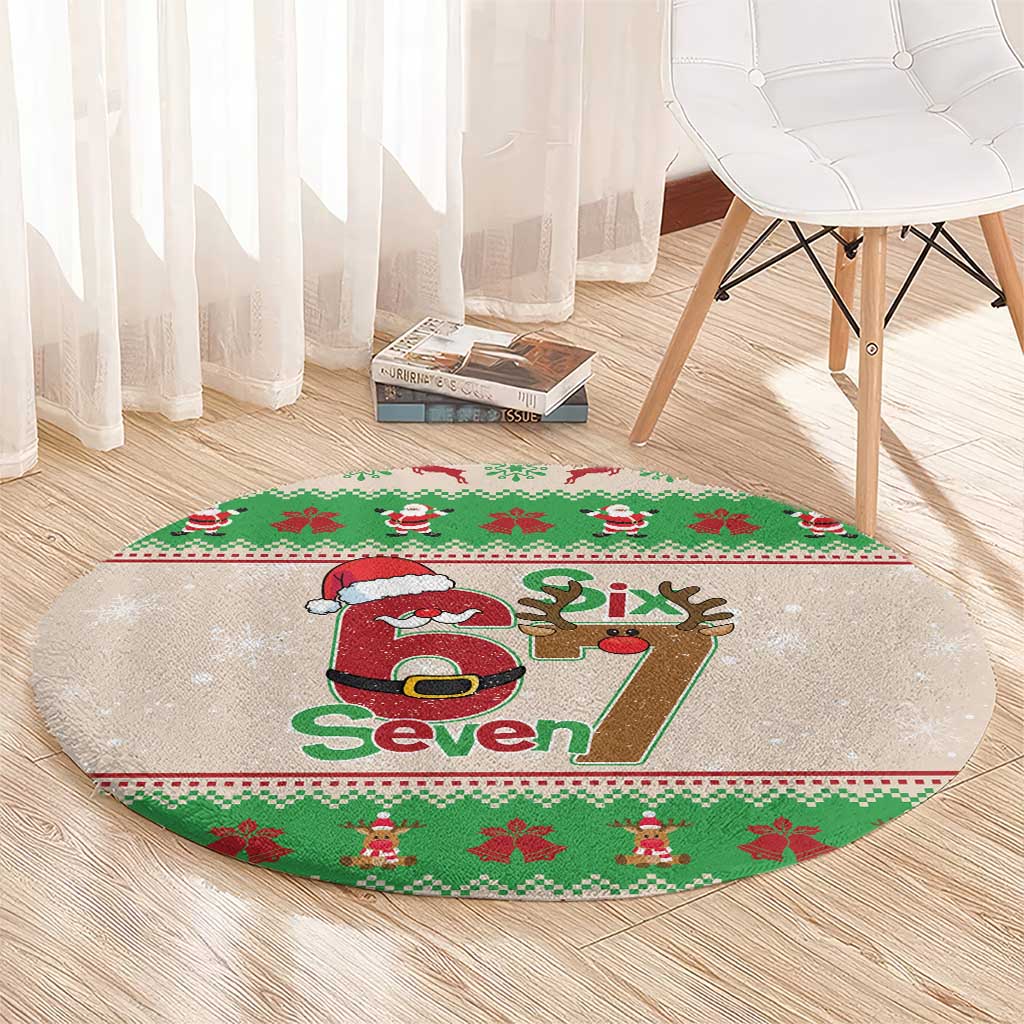 Funny Six Seven Meme Christmas Round Carpet Santa Says 6 7 - Wonder Print Shop