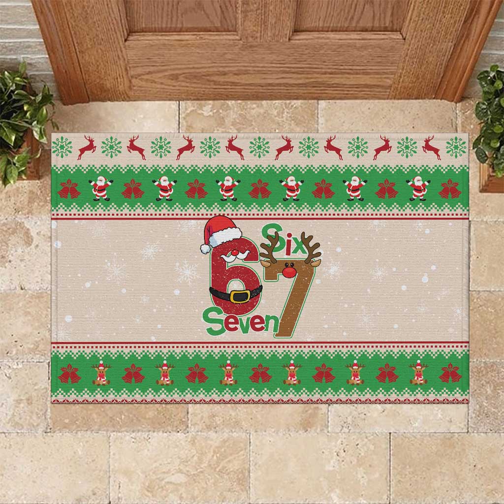 Funny Six Seven Meme Christmas Rubber Doormat Santa Says 6 7 - Wonder Print Shop