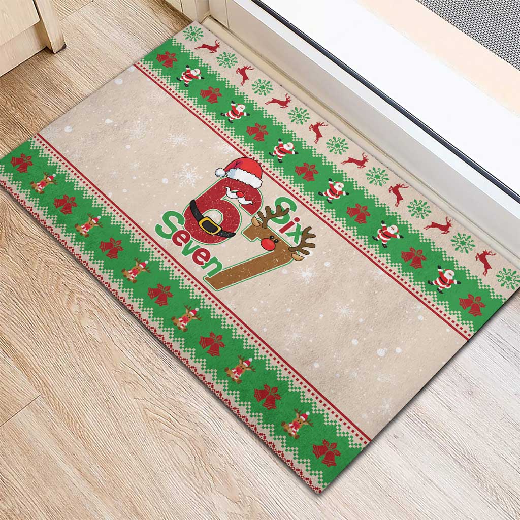 Funny Six Seven Meme Christmas Rubber Doormat Santa Says 6 7 - Wonder Print Shop