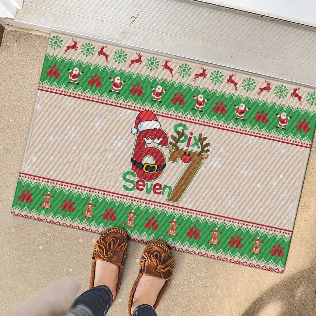Funny Six Seven Meme Christmas Rubber Doormat Santa Says 6 7 - Wonder Print Shop