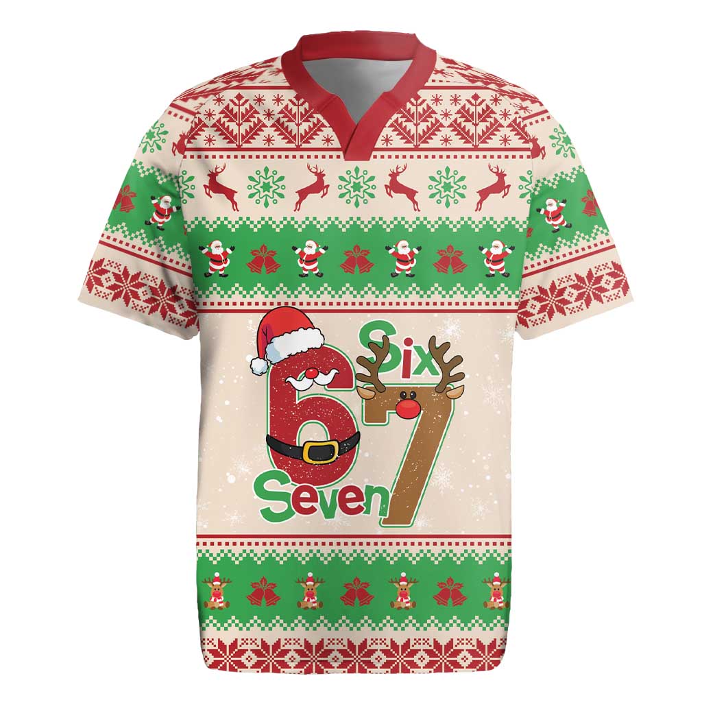 Funny Six Seven Meme Christmas Rugby Jersey Santa Says 6 7 - Wonder Print Shop