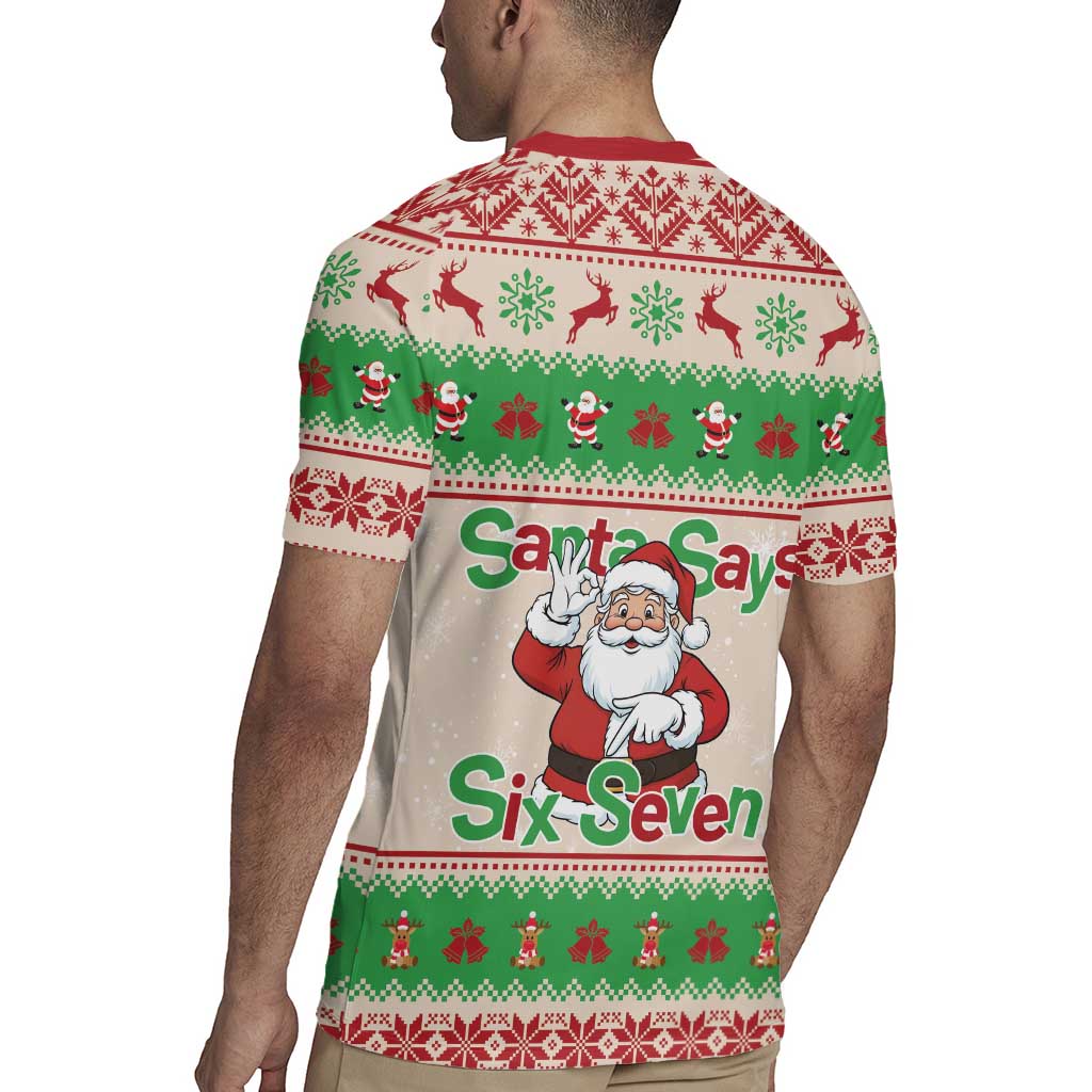 Funny Six Seven Meme Christmas Rugby Jersey Santa Says 6 7 - Wonder Print Shop