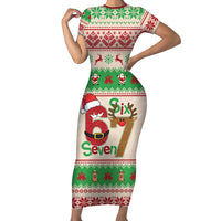 Funny Six Seven Meme Christmas Short Sleeve Bodycon Dress Santa Says 6 7 - Wonder Print Shop