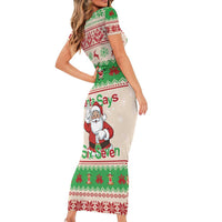 Funny Six Seven Meme Christmas Short Sleeve Bodycon Dress Santa Says 6 7 - Wonder Print Shop