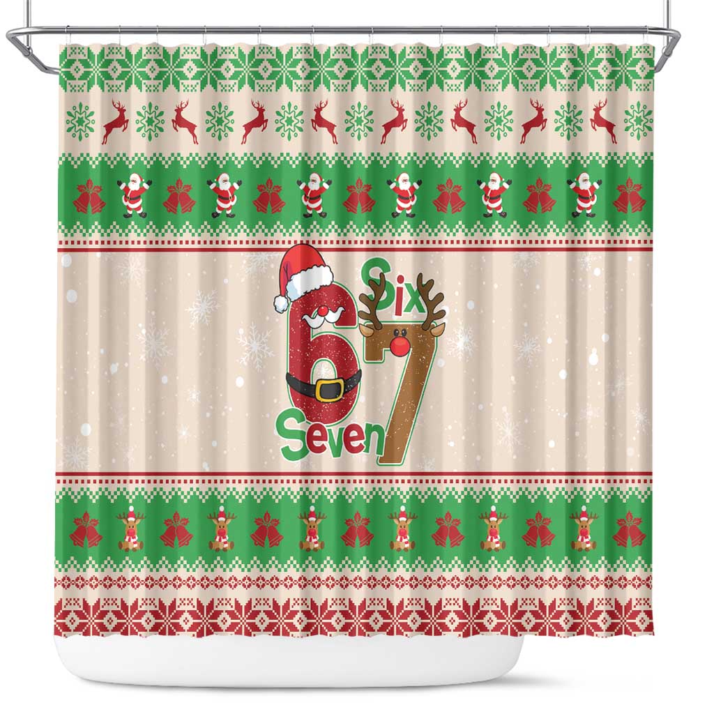 Funny Six Seven Meme Christmas Shower Curtain Santa Says 6 7 - Wonder Print Shop