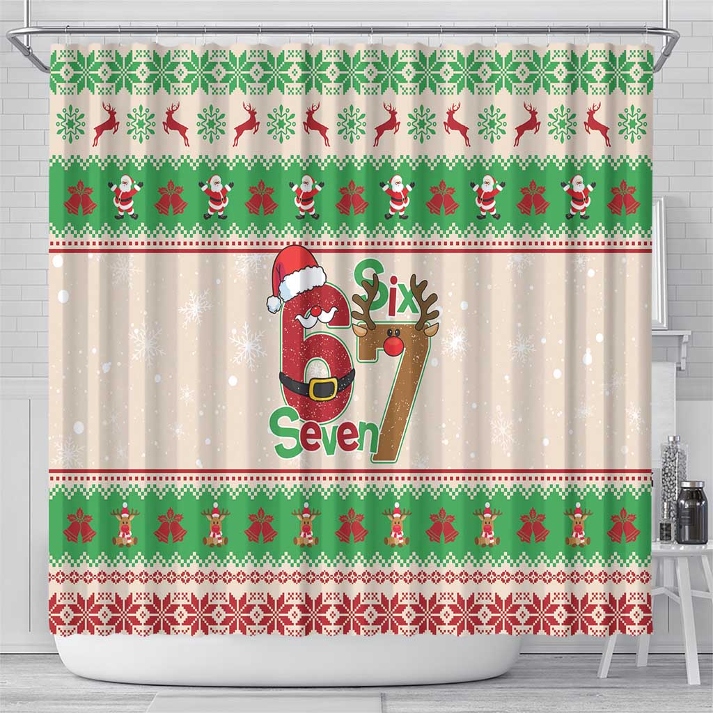 Funny Six Seven Meme Christmas Shower Curtain Santa Says 6 7 - Wonder Print Shop