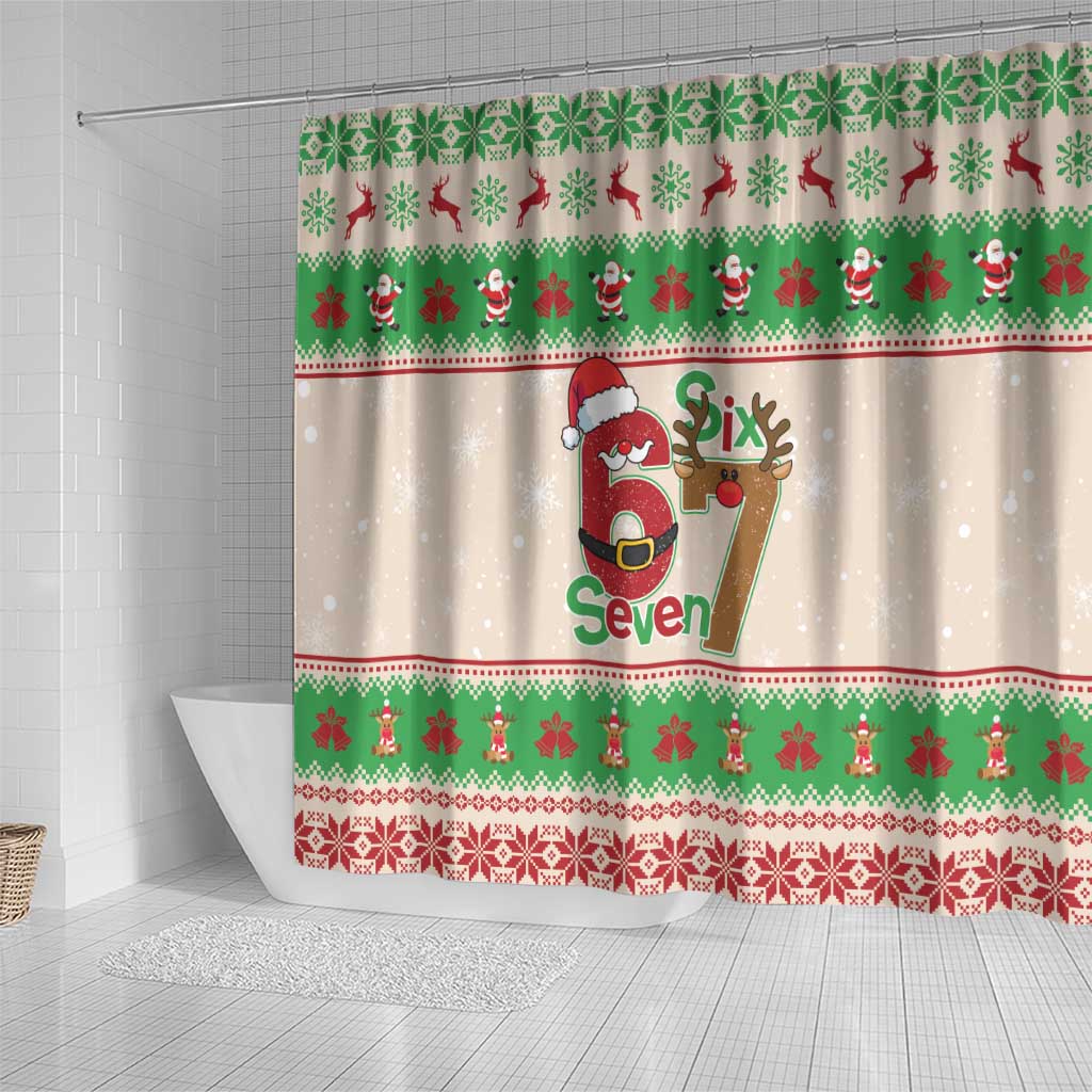 Funny Six Seven Meme Christmas Shower Curtain Santa Says 6 7 - Wonder Print Shop