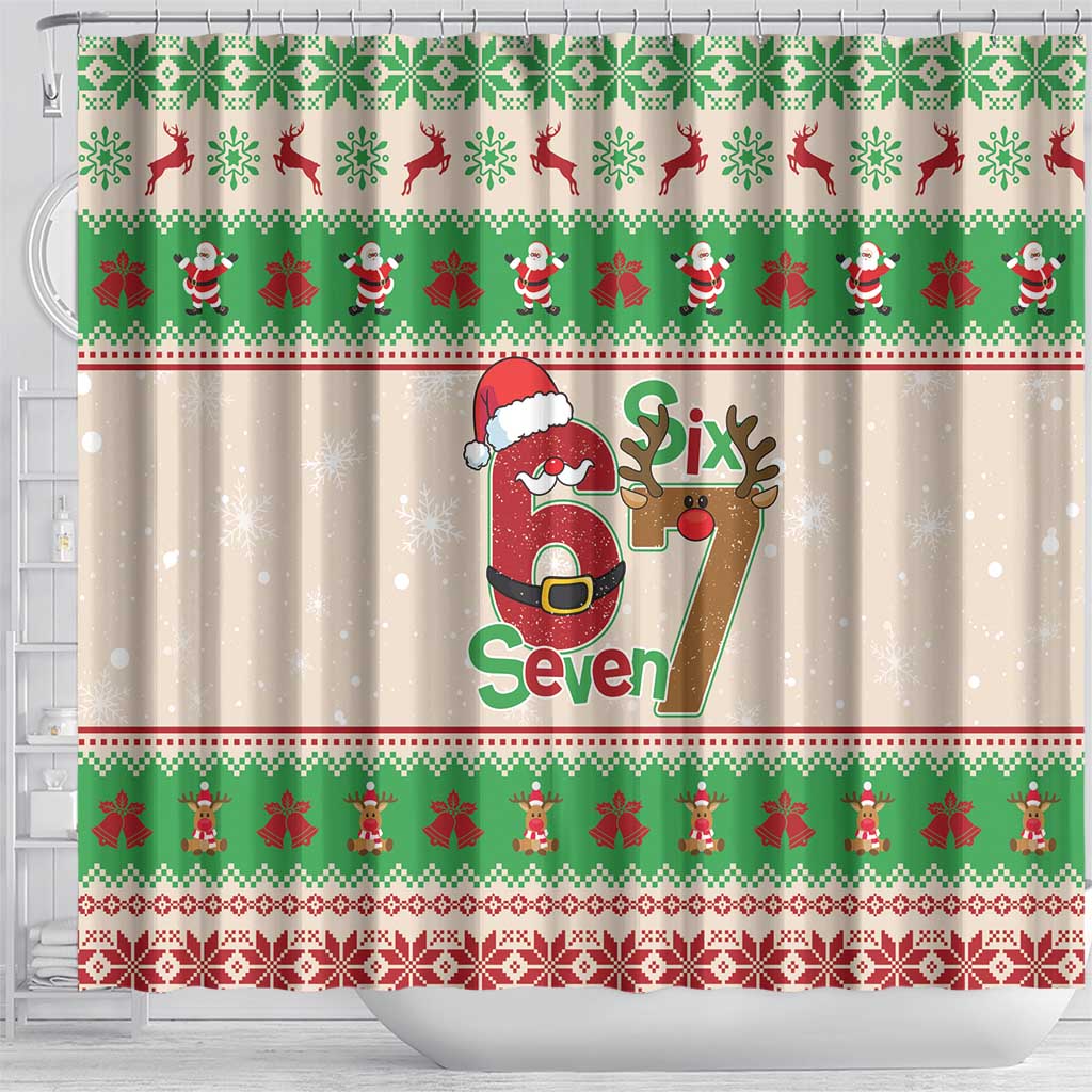 Funny Six Seven Meme Christmas Shower Curtain Santa Says 6 7 - Wonder Print Shop