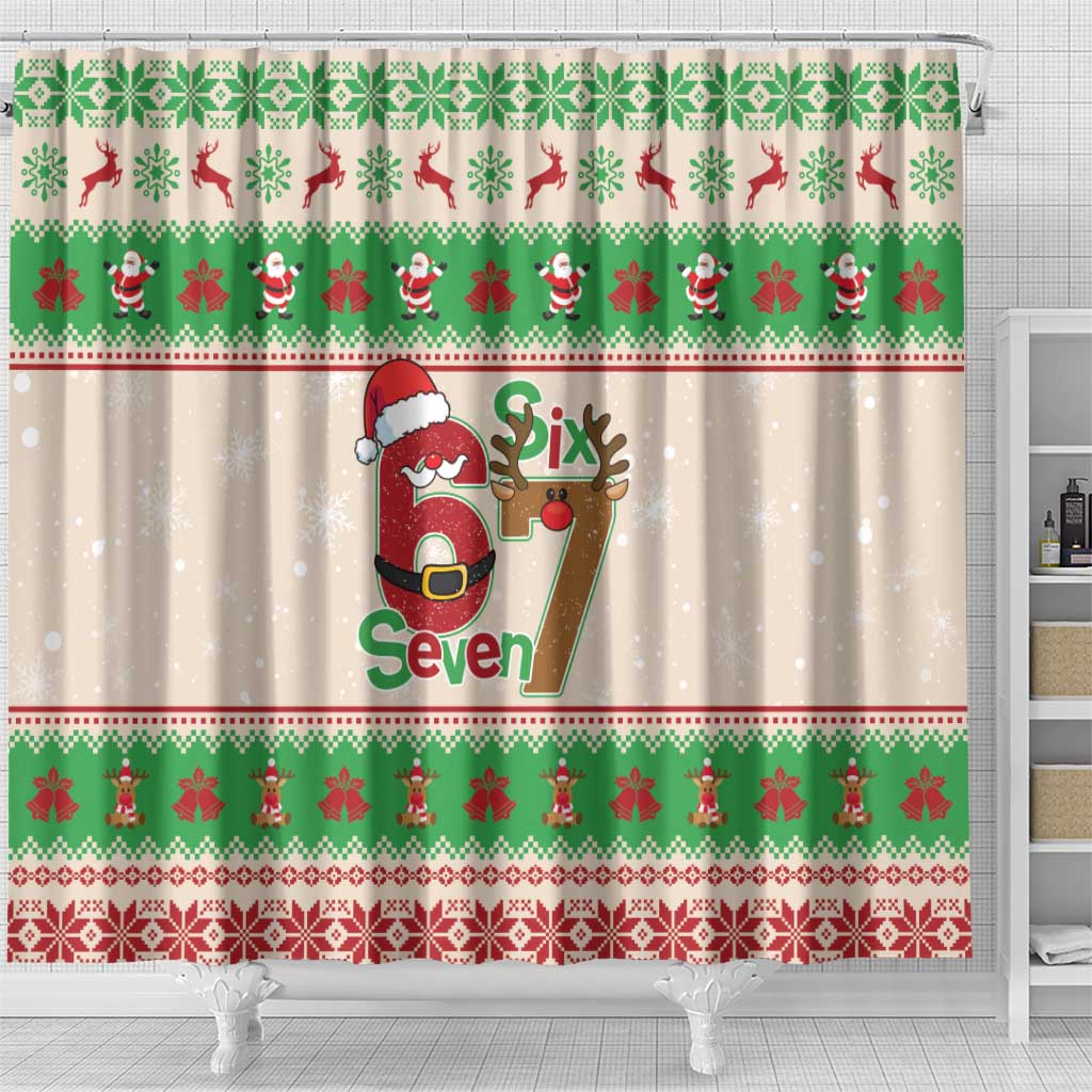 Funny Six Seven Meme Christmas Shower Curtain Santa Says 6 7 - Wonder Print Shop