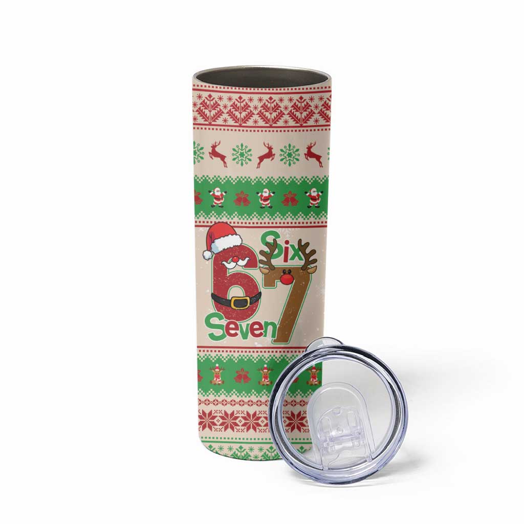 Funny Six Seven Meme Christmas Skinny Tumbler Santa Says 6 7 - Wonder Print Shop