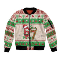 Funny Six Seven Meme Christmas Sleeve Zip Bomber Jacket Santa Says 6 7 - Wonder Print Shop
