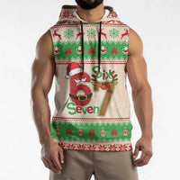 Funny Six Seven Meme Christmas Sleeveless Hoodie Santa Says 6 7 - Wonder Print Shop