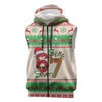 Funny Six Seven Meme Christmas Sleeveless Zip Hoodie Santa Says 6 7 - Wonder Print Shop