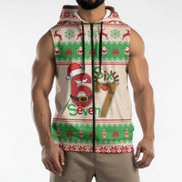 Funny Six Seven Meme Christmas Sleeveless Zip Hoodie Santa Says 6 7 - Wonder Print Shop