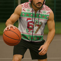 Funny Six Seven Meme Christmas Sleeveless Zip Hoodie Santa Says 6 7 - Wonder Print Shop