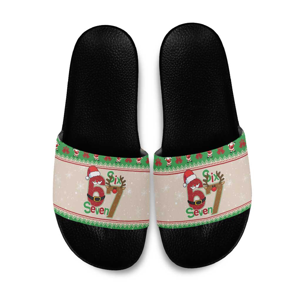 Funny Six Seven Meme Christmas Slide Sandals Santa Says 6 7 - Wonder Print Shop