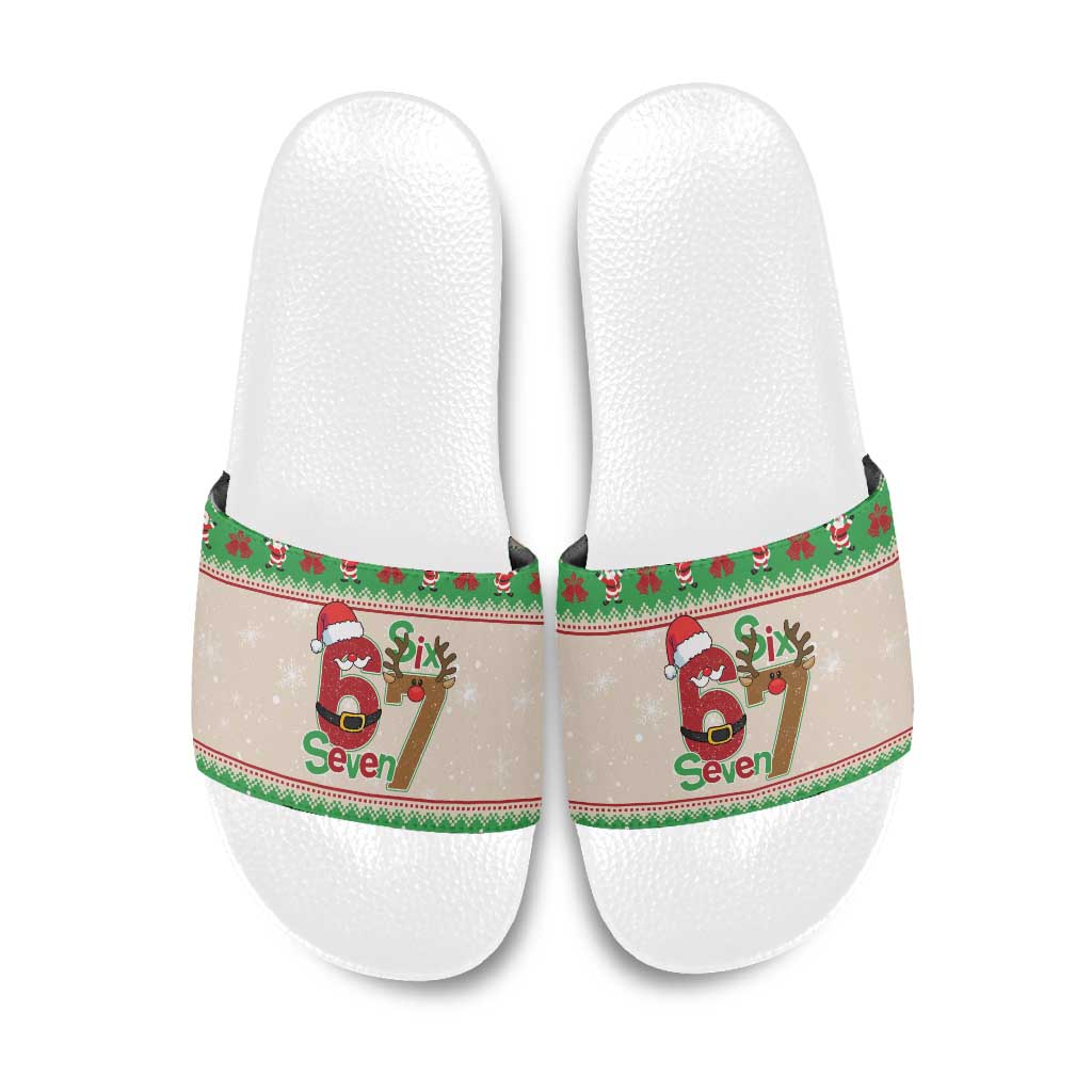 Funny Six Seven Meme Christmas Slide Sandals Santa Says 6 7 - Wonder Print Shop