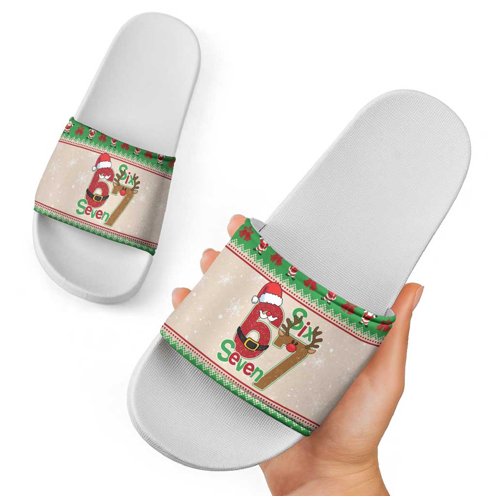 Funny Six Seven Meme Christmas Slide Sandals Santa Says 6 7 - Wonder Print Shop