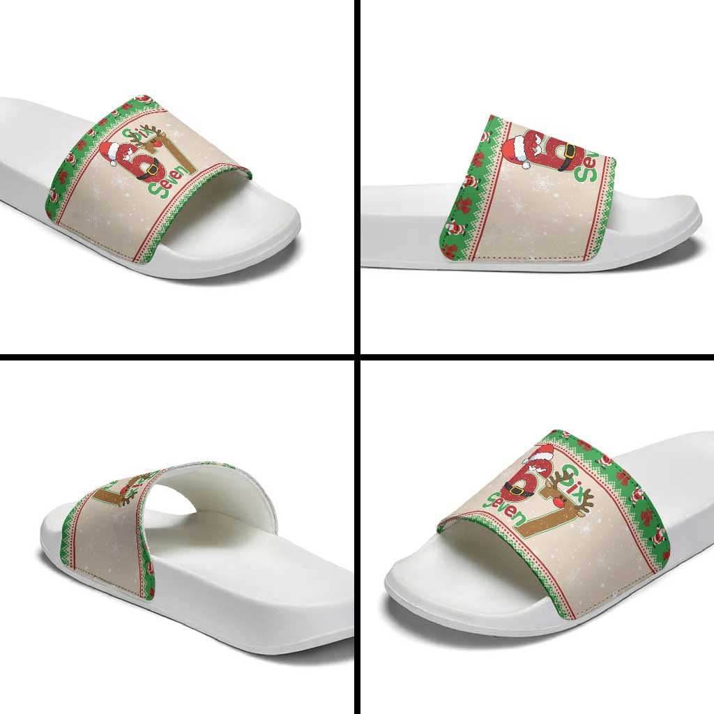 Funny Six Seven Meme Christmas Slide Sandals Santa Says 6 7 - Wonder Print Shop