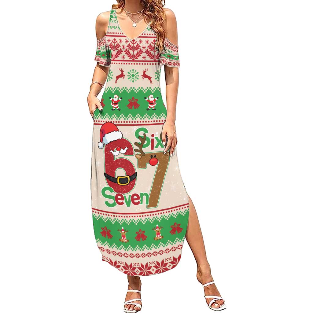 Funny Six Seven Meme Christmas Summer Maxi Dress Santa Says 6 7 - Wonder Print Shop