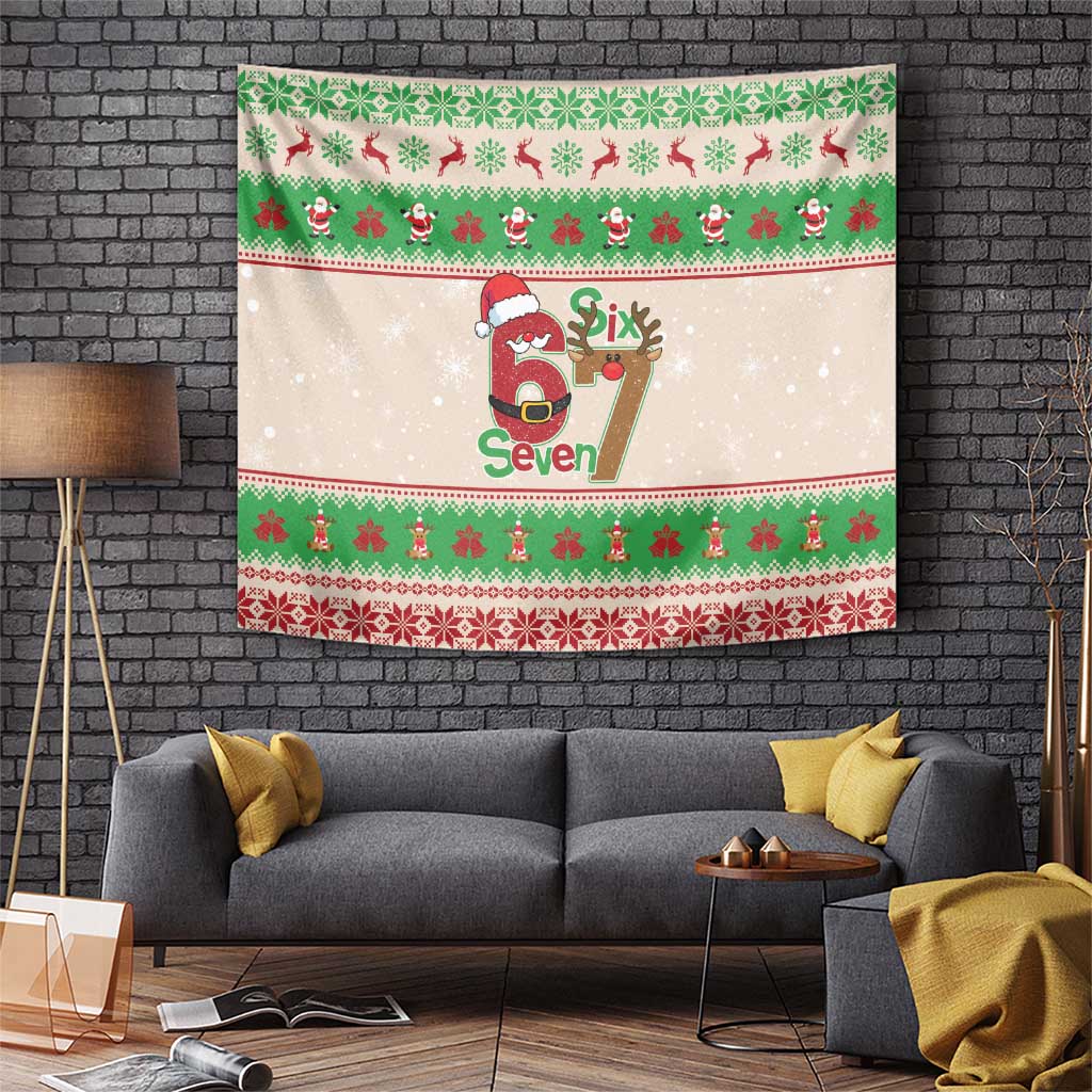 Funny Six Seven Meme Christmas Tapestry Santa Says 6 7 - Wonder Print Shop