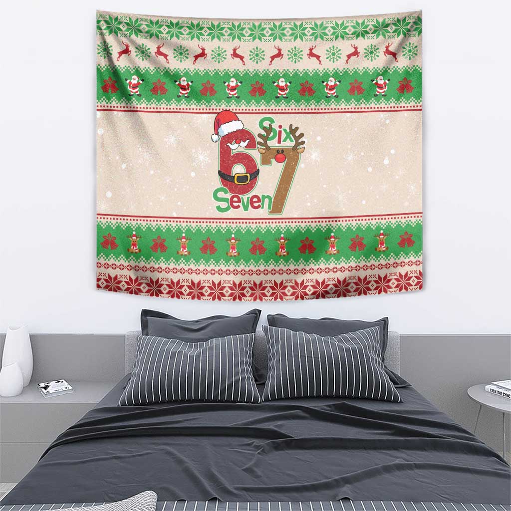 Funny Six Seven Meme Christmas Tapestry Santa Says 6 7 - Wonder Print Shop