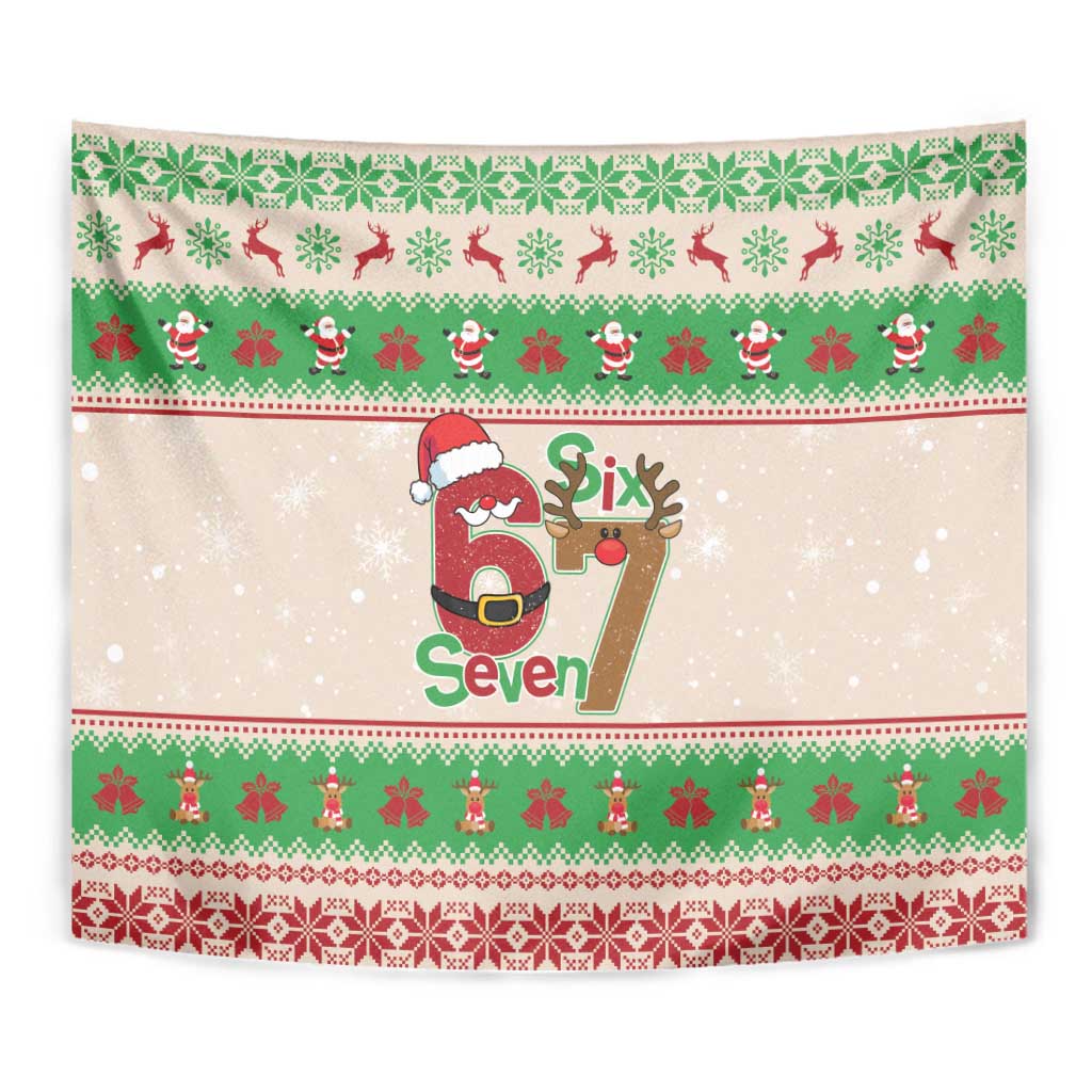 Funny Six Seven Meme Christmas Tapestry Santa Says 6 7 - Wonder Print Shop