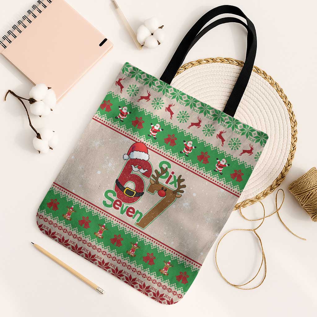 Funny Six Seven Meme Christmas Tote Bag Santa Says 6 7 - Wonder Print Shop