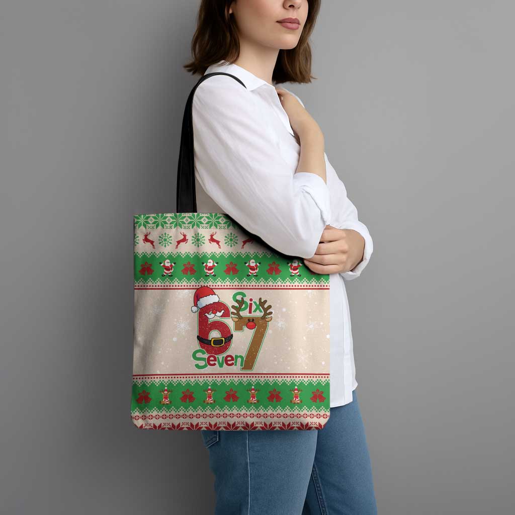 Funny Six Seven Meme Christmas Tote Bag Santa Says 6 7 - Wonder Print Shop