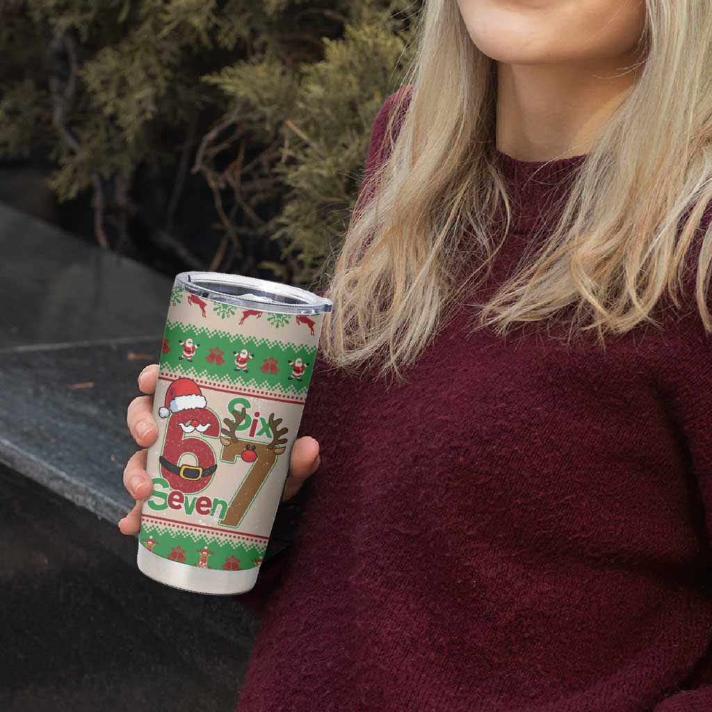 Funny Six Seven Meme Christmas Tumbler Cup Santa Says 6 7 - Wonder Print Shop