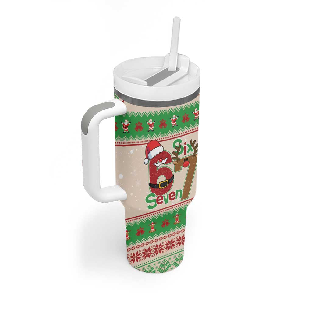 Funny Six Seven Meme Christmas Tumbler With Handle Santa Says 6 7 - Wonder Print Shop