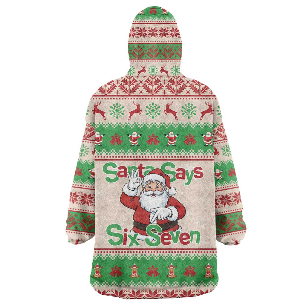 Funny Six Seven Meme Christmas Wearable Blanket Hoodie Santa Says 6 7 - Wonder Print Shop