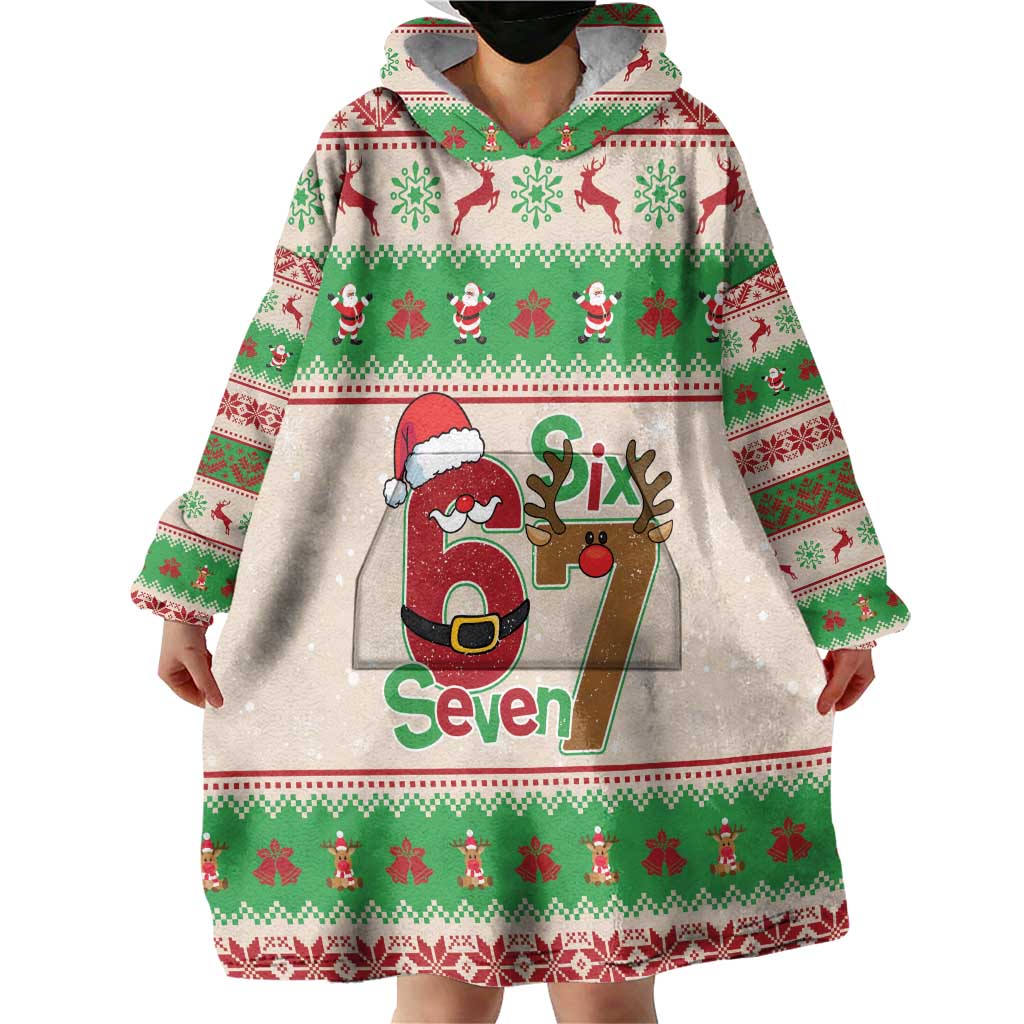 Funny Six Seven Meme Christmas Wearable Blanket Hoodie Santa Says 6 7 - Wonder Print Shop