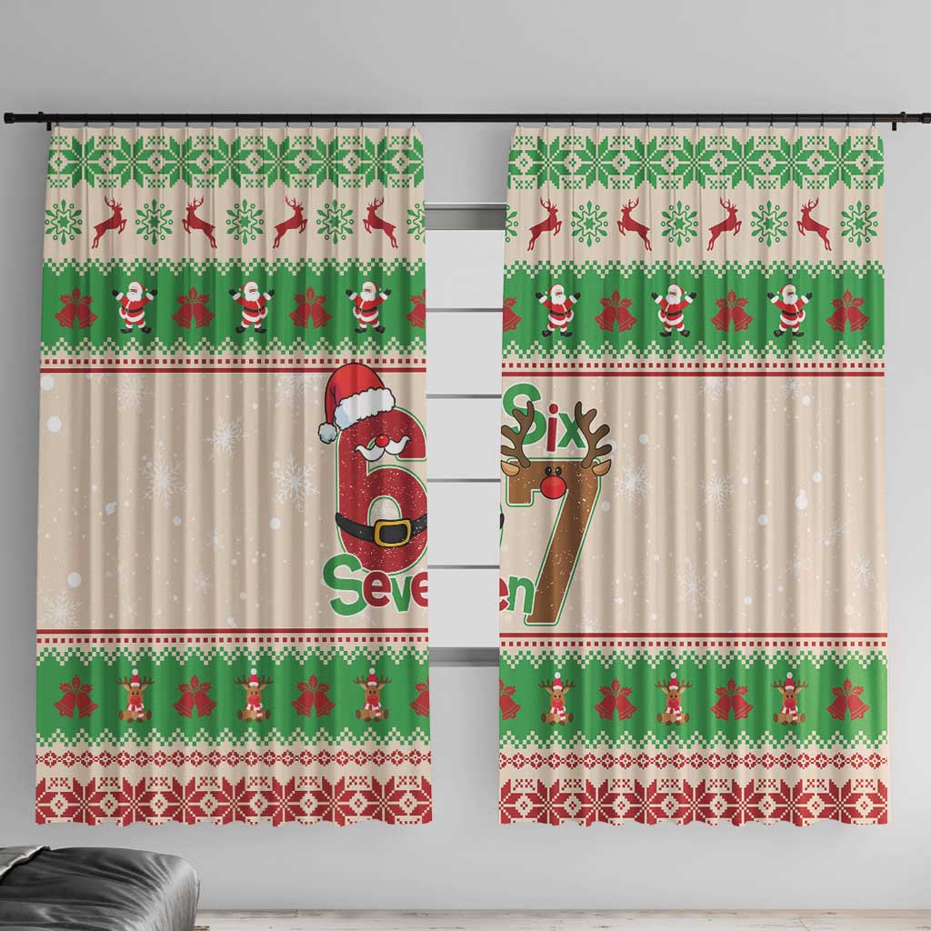 Funny Six Seven Meme Christmas Window Curtain Santa Says 6 7 - Wonder Print Shop