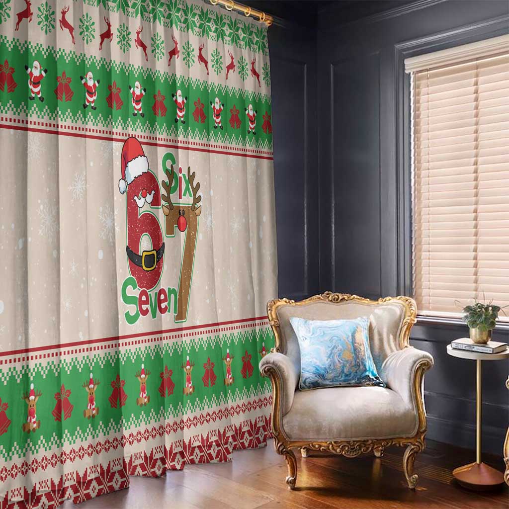 Funny Six Seven Meme Christmas Window Curtain Santa Says 6 7 - Wonder Print Shop