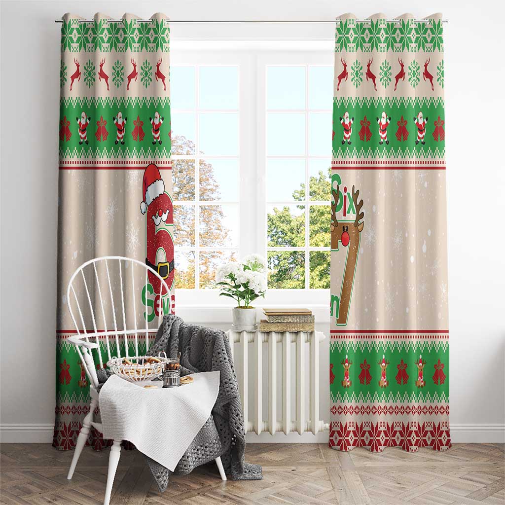 Funny Six Seven Meme Christmas Window Curtain Santa Says 6 7 - Wonder Print Shop