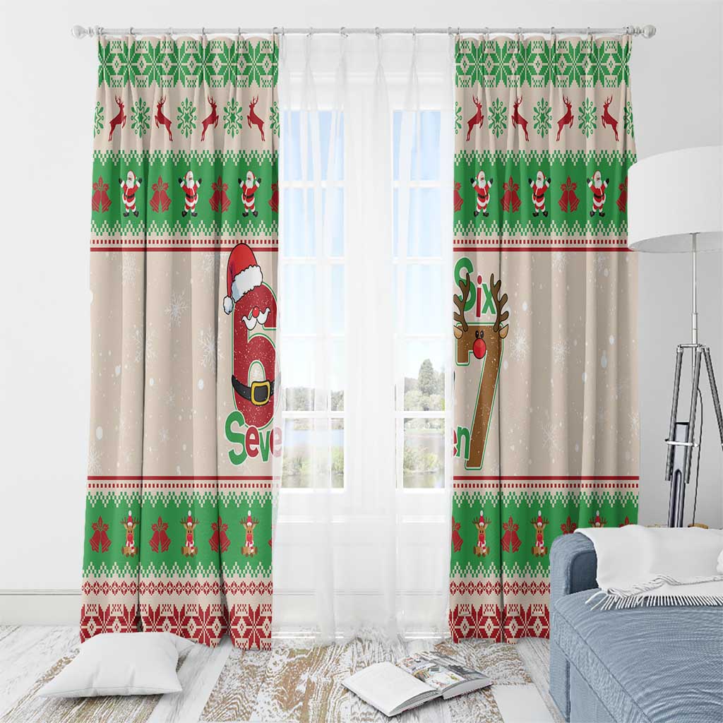 Funny Six Seven Meme Christmas Window Curtain Santa Says 6 7 - Wonder Print Shop