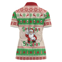 Funny Six Seven Meme Christmas Women Polo Shirt Santa Says 6 7 - Wonder Print Shop