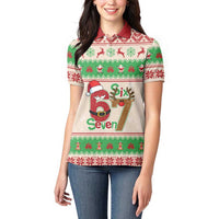 Funny Six Seven Meme Christmas Women Polo Shirt Santa Says 6 7 - Wonder Print Shop