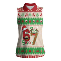 Funny Six Seven Meme Christmas Women Sleeveless Polo Shirt Santa Says 6 7 - Wonder Print Shop