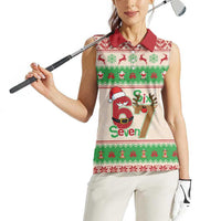 Funny Six Seven Meme Christmas Women Sleeveless Polo Shirt Santa Says 6 7 - Wonder Print Shop
